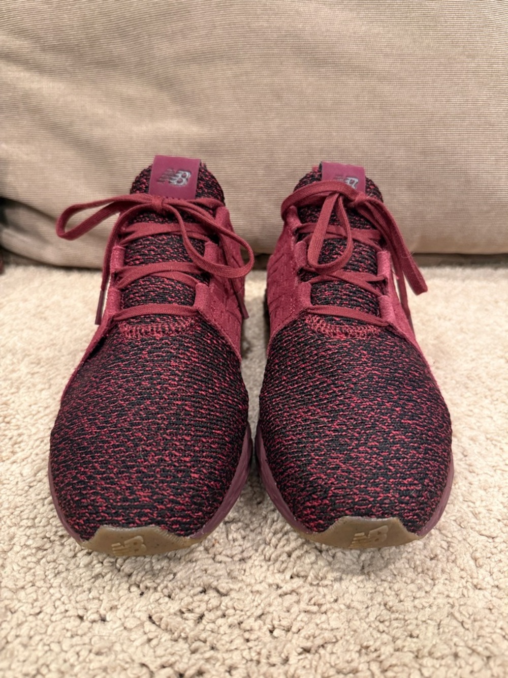 New Balance Women's Maroon and Black Knit Athletic Sneakers